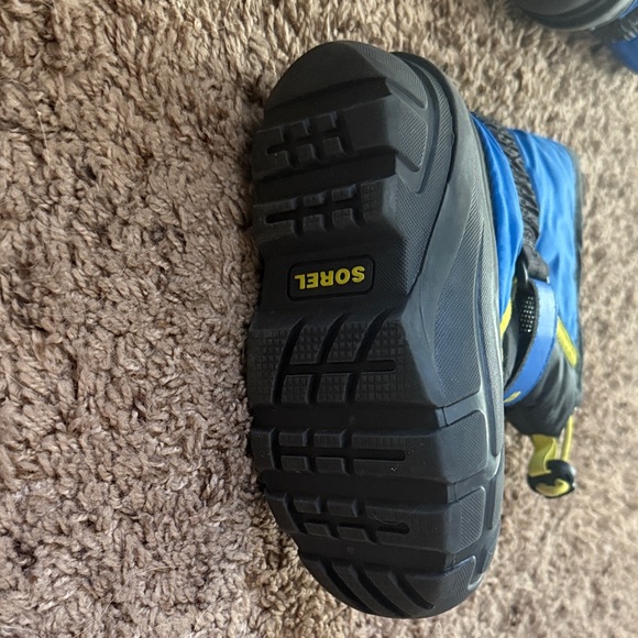 Sorel Kids' Black and Blue Snow Boots with Yellow Accents - Picture 7 of 8